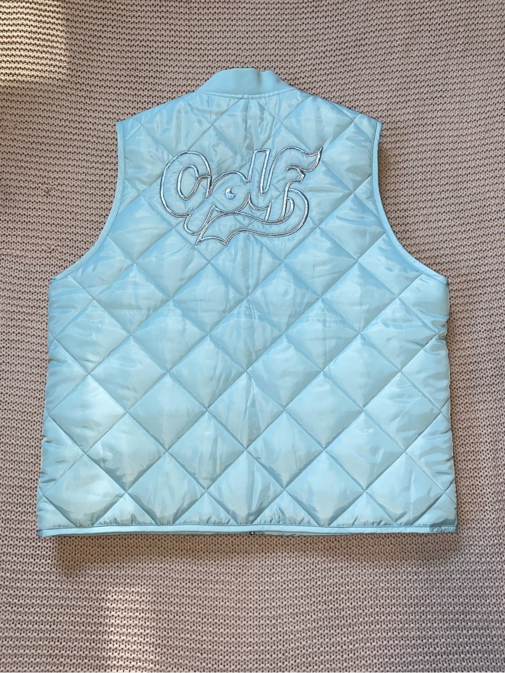 ✰ NWOT large golf wang frosty blue diamond quilted vest ✰